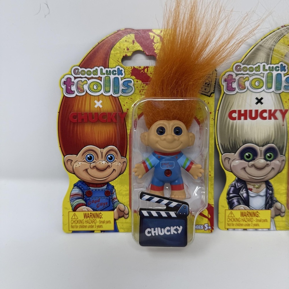 Good Luck Trolls X Chucky Chucky & Tiffany Figure Set 2pc Toy New Multicolor - Picture 2 of 6
